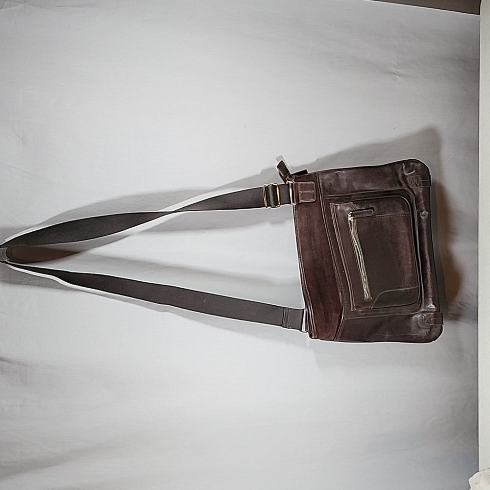 Fossil Leather Messenger Computer Crossover Bag - image 1